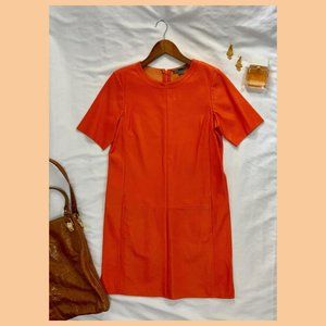 Vince Orange Persimmon Perforated Shift Dress